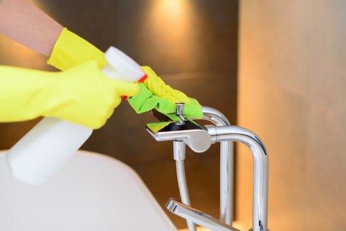 Lissongrove Carpet Cleaners team preparing a safe carpet cleaning job